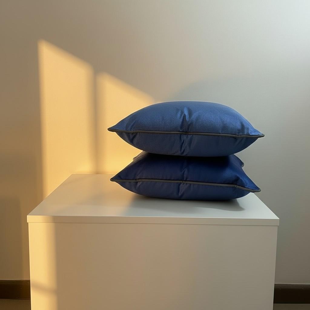 Set of 2 Navy Velvet Cushion Covers with Piping – Luxury Decorative Pillow Covers – Elegant Sofa Cushions