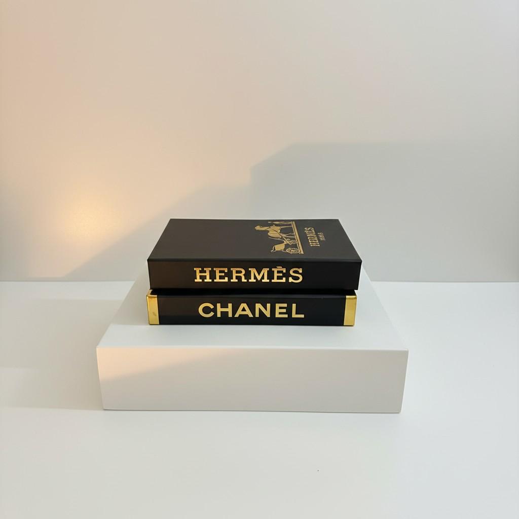 Luxury Decorative Book Box Set (2 Pieces) — Chanel & Hermès Inspired Coffee Table