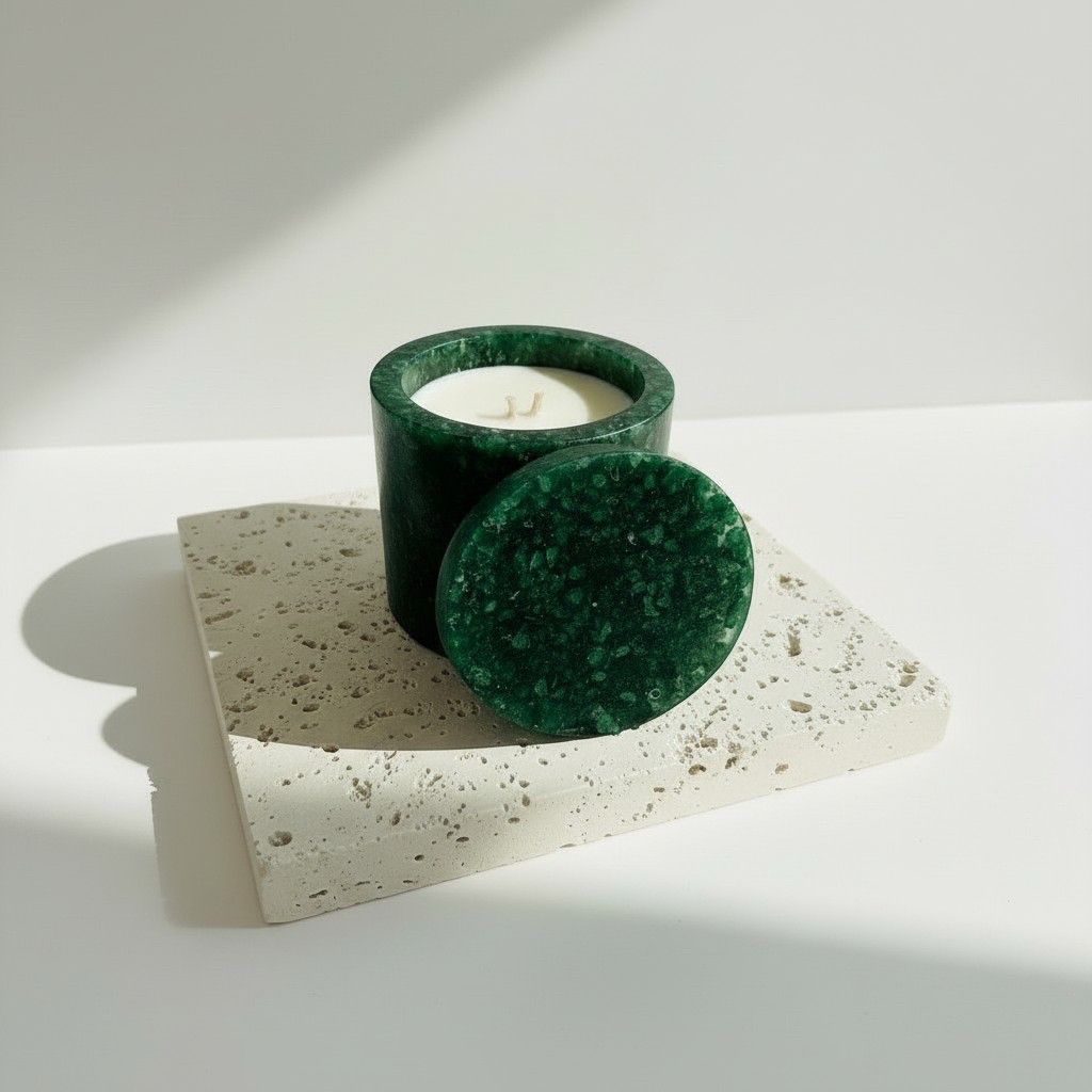 Sacred Oud – Jade Energy Ritual Candle | Luxury Crystal Soy Candle