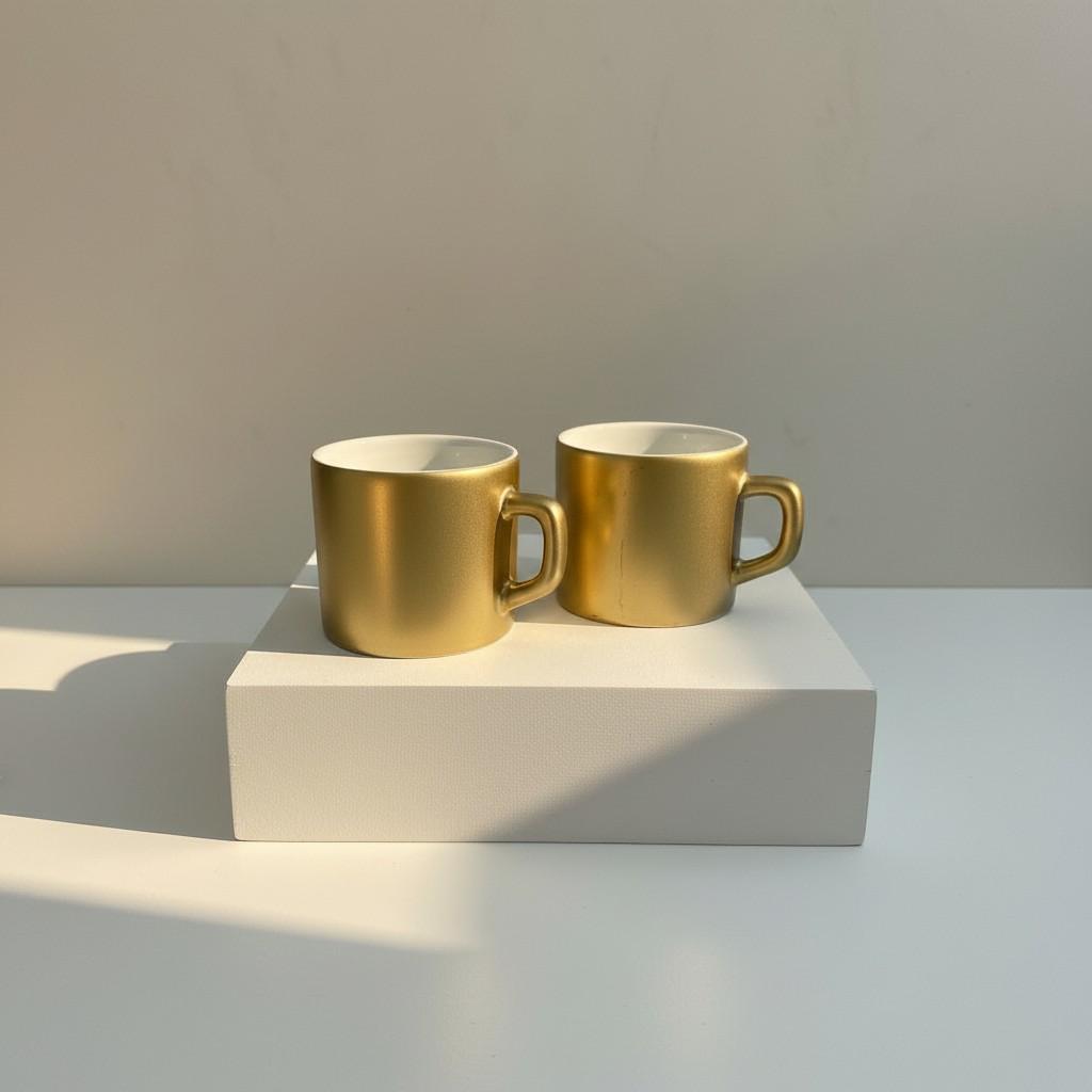Golden Coffee Ritual Set (2 Pieces) – Warm Minimal Living