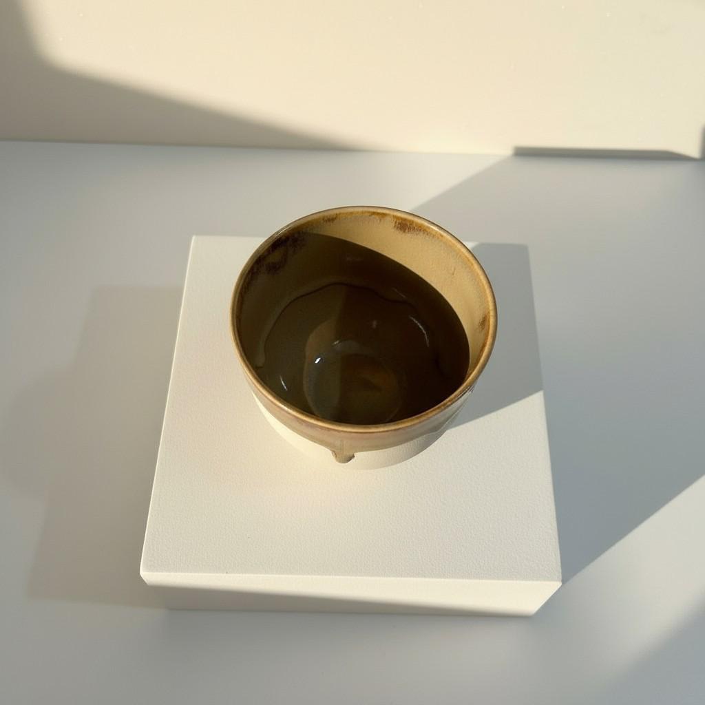 Golden Drip Ceramic Cup – Handmade Style Ritual Object | EVA HOME WORLD