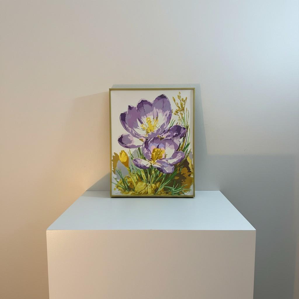 Luminous Bloom Framed Wall Art – Soft Purple Floral Painting | Calm Luxury Decor | Elegant Light Interior | 40x50 cm