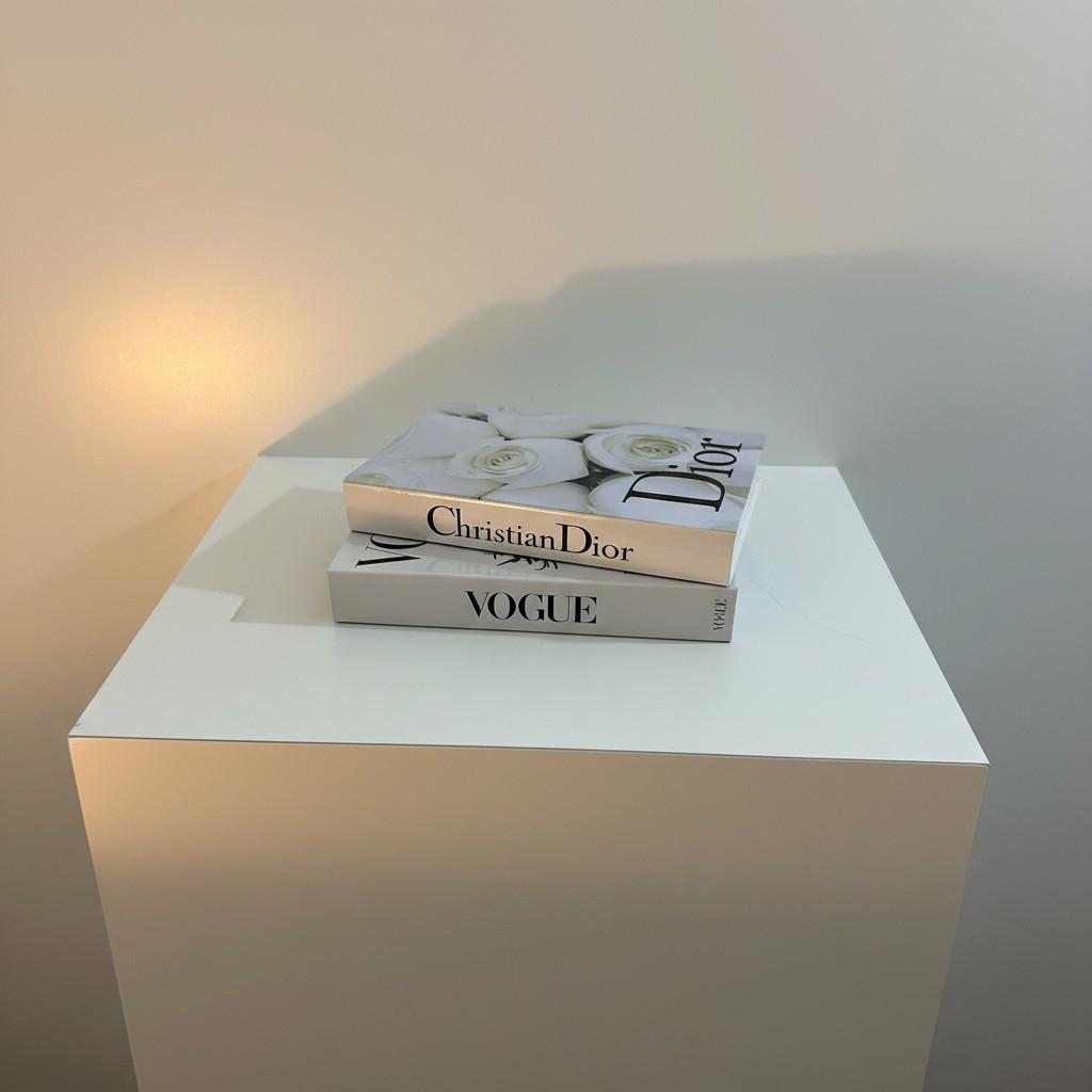 Luxury Decorative Book Box Set — Vogue & Christian Dior — Elegant Coffee Table Decor