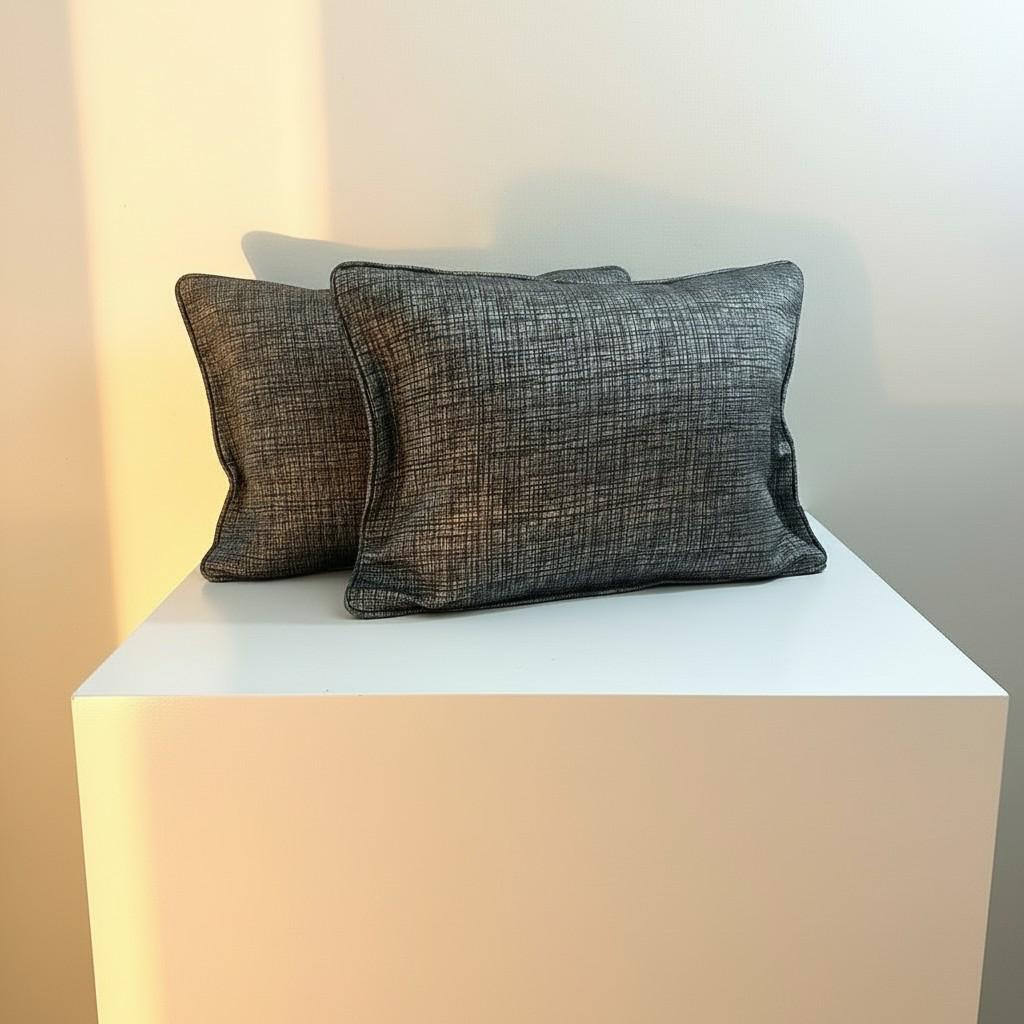 Set of 2 Textured Grey Cushion Covers – Modern Minimal Decorative Pillow Covers – Luxury Neutral Sofa Cushions