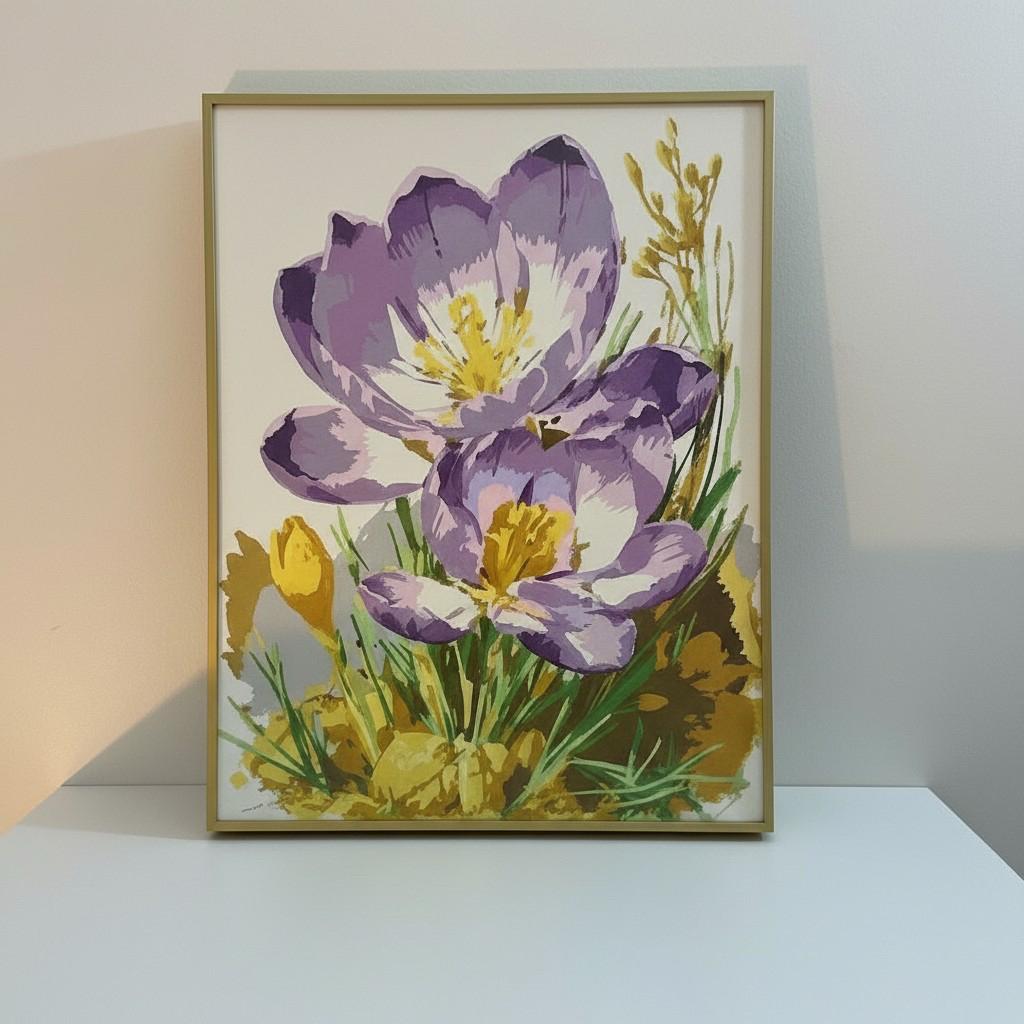 Luminous Bloom Framed Wall Art – Soft Purple Floral Painting | Calm Luxury Decor | Elegant Light Interior | 40x50 cm