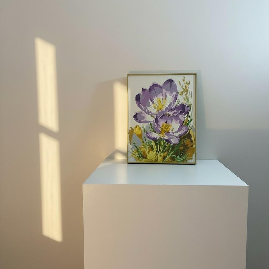 Luminous Bloom Framed Wall Art – Soft Purple Floral Painting | Calm Luxury Decor | Elegant Light Interior | 40x50 cm