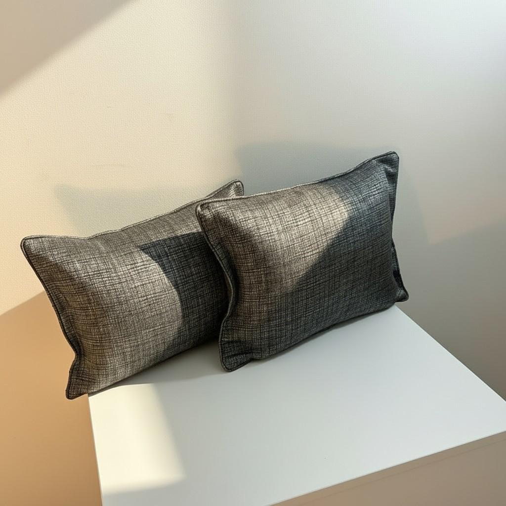 Set of 2 Textured Grey Cushion Covers – Modern Minimal Decorative Pillow Covers – Luxury Neutral Sofa Cushions