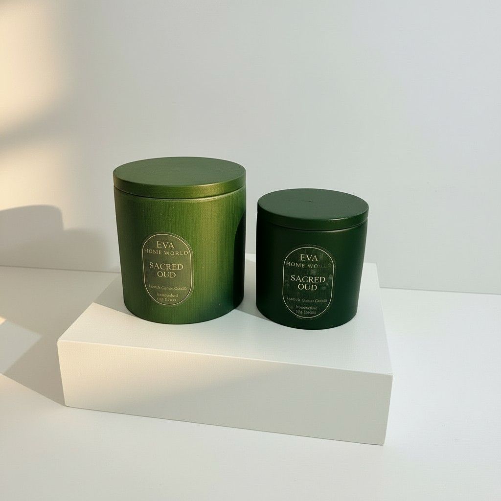 Sacred Oud – Purity & Calm Energy Candle Set (10×10 + 8×8 Luxury Soy Wax)