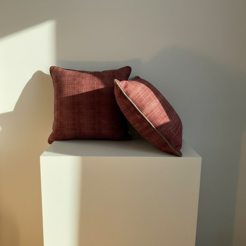 Set of 2 Rust Brown Cushion Covers – Textured Decorative Pillow Covers – Luxury Sofa Pillow Covers 40×40