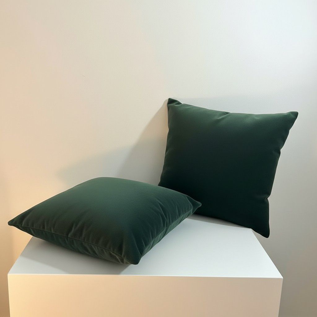 Set of 2 Dark Green Cushion Covers – Luxury Decorative Pillow Covers – Modern Sofa Pillow Covers 40×40