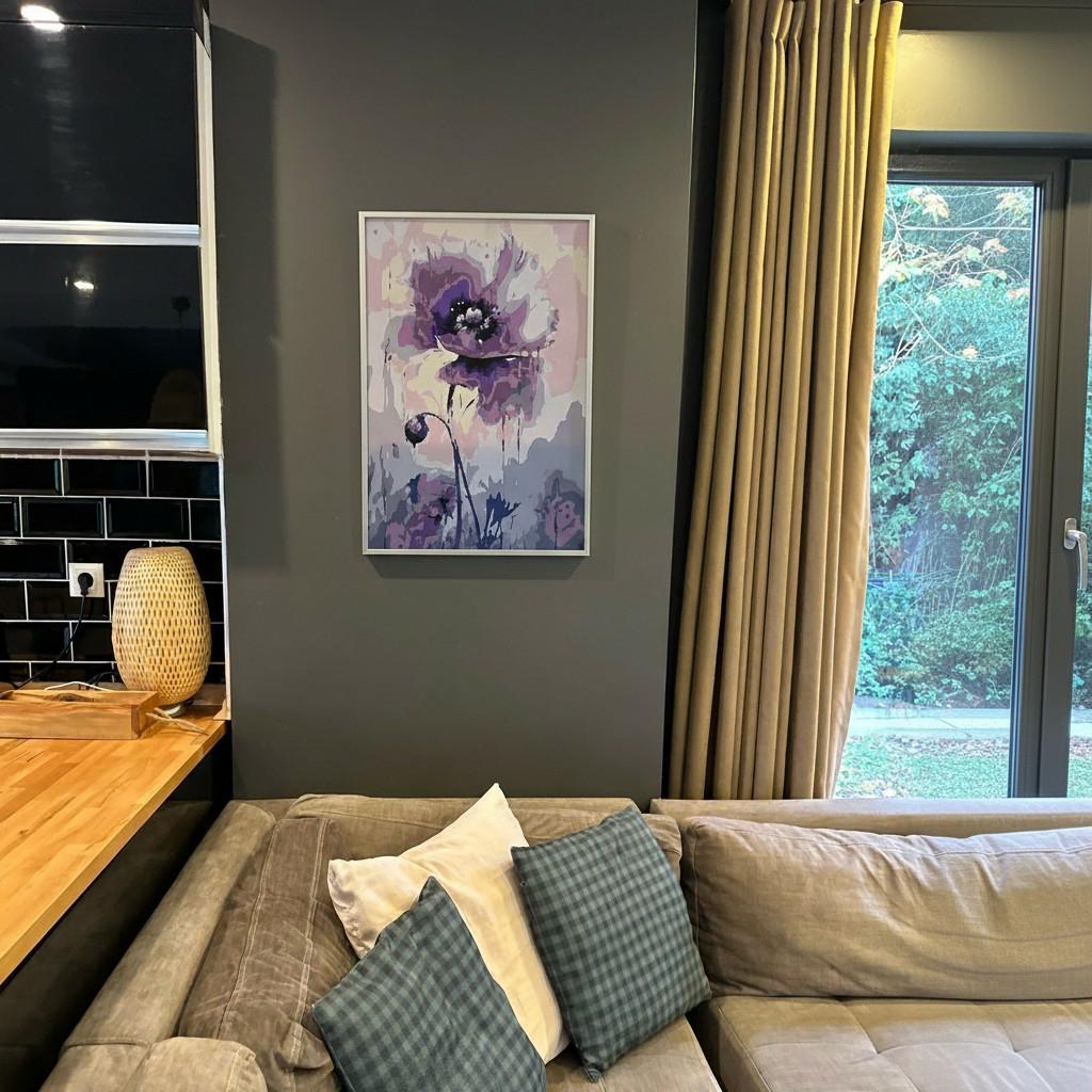 Lavender Bloom Framed Wall Art – Soft Purple Floral Painting | Calm Feminine Decor | Minimal Luxury Home Aesthetic | 40x50 cm