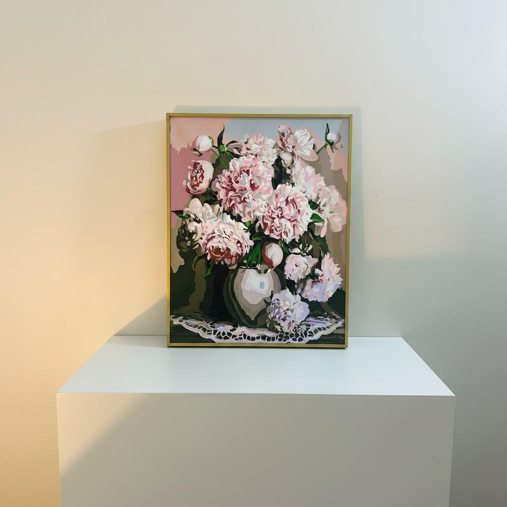 Blush Peony Framed Wall Art – Romantic Floral Painting | Soft Pink Luxury Decor | Calm Feminine Interior