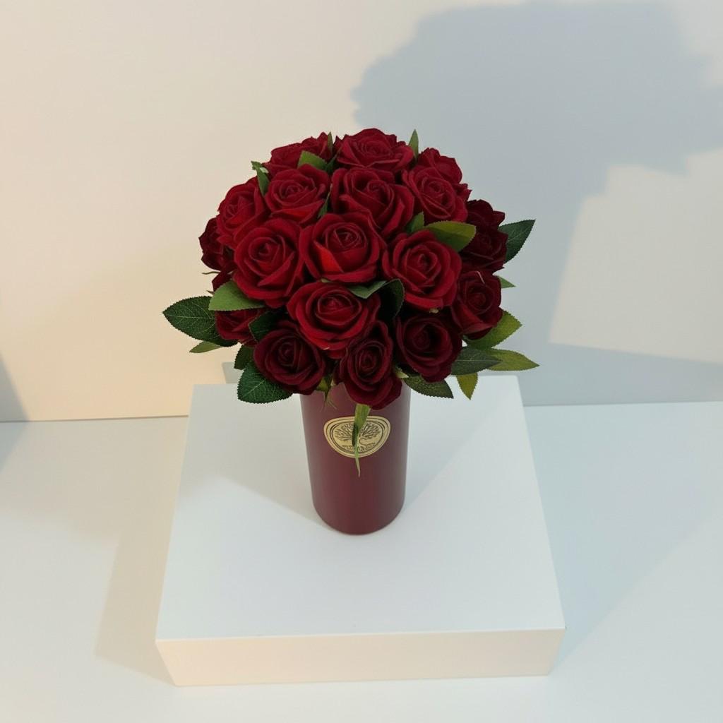 Velvet Rose Tall Decorative Vase 10x25 — Luxury Ritual Interior Piece