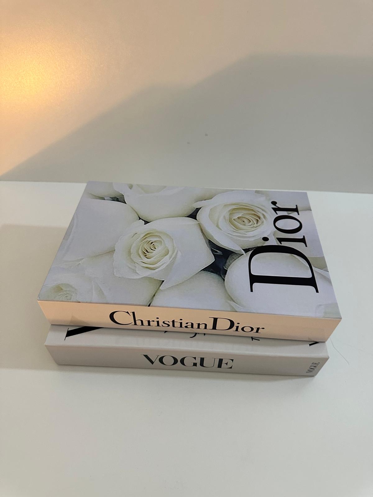 Luxury Decorative Book Box Set — Vogue & Christian Dior — Elegant Coffee Table Decor