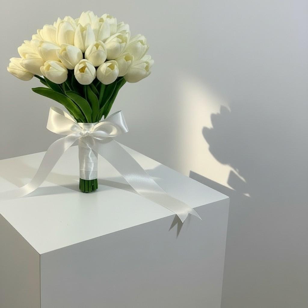 Classic Ivory Tulip Bridal Bouquet — Elegant Modern Wedding Flowers