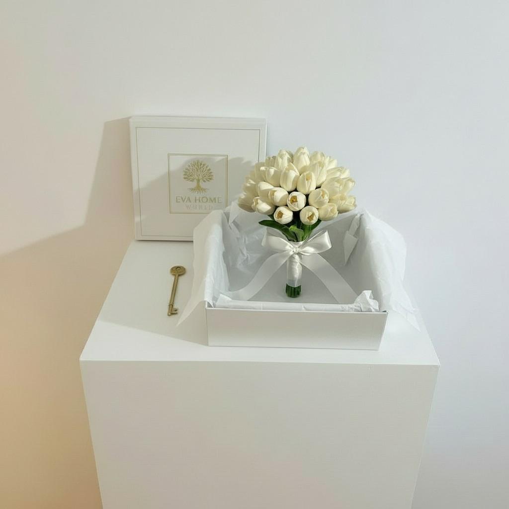 Classic Ivory Tulip Bridal Bouquet — Elegant Modern Wedding Flowers