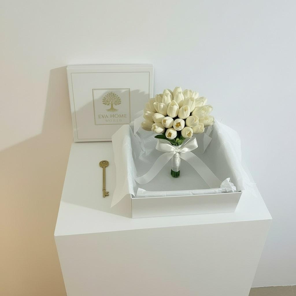 Classic Ivory Tulip Bridal Bouquet — Elegant Modern Wedding Flowers