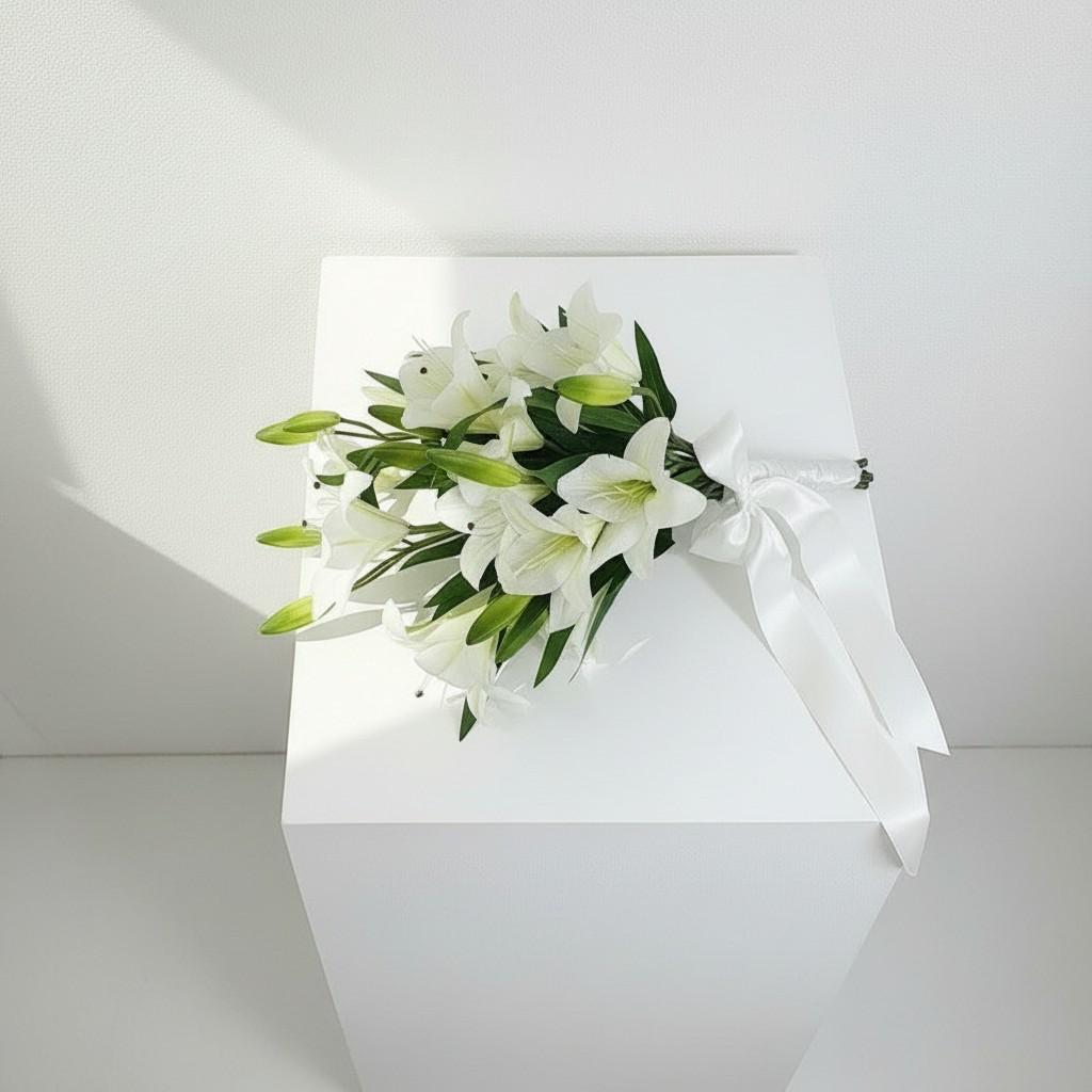 Classic Ivory Lily Bridal Bouquet — Sculptural Ivory Wedding Bouquet
