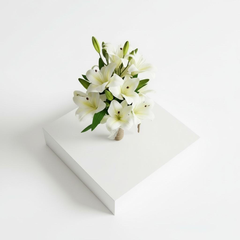 Rustic Ivory Lily Bridal Bouquet — Earth-Inspired Calm Luxury Wedding Flowers