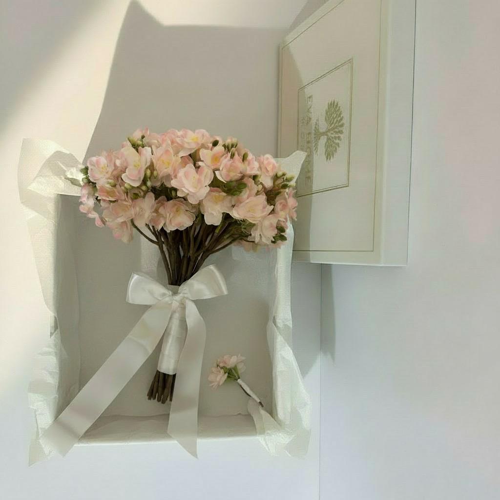 Classic Dream Jasmine Bridal Bouquet — Soft Blush Calm Luxury Wedding Flowers