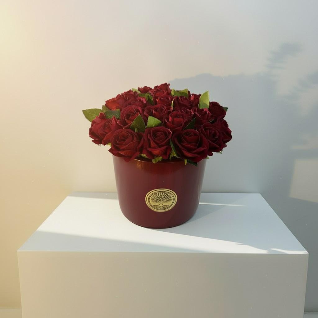 Velvet Rose Medium Vase — Love Energy Decorative Statement Piece (20x20 cm)