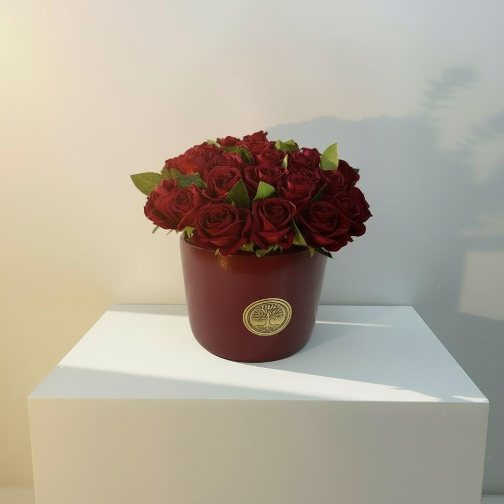 Velvet Rose Medium Vase — Love Energy Decorative Statement Piece (20x20 cm)