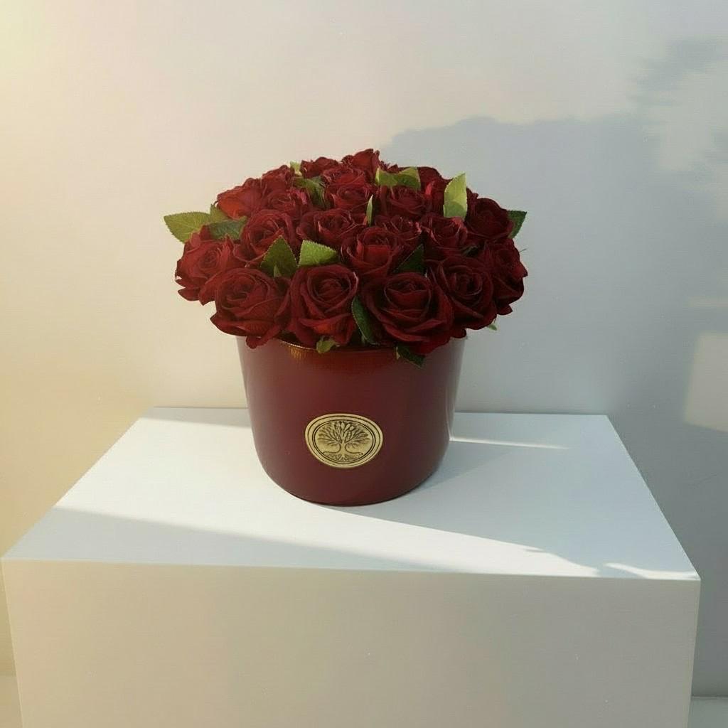 Velvet Rose Medium Vase — Love Energy Decorative Statement Piece (20x20 cm)