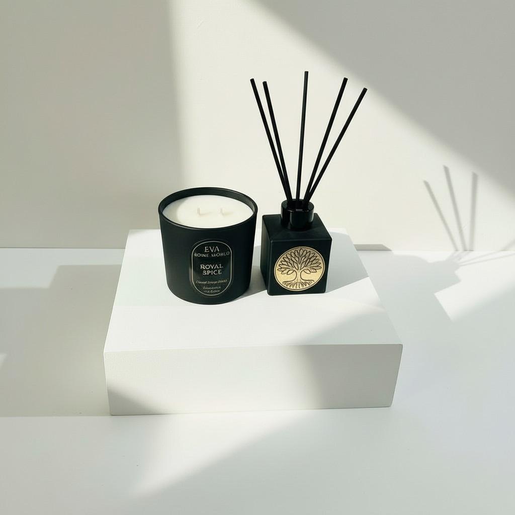Royal Spice Reed Diffuser & Glass Candle Set | Energy Fragrance Collection