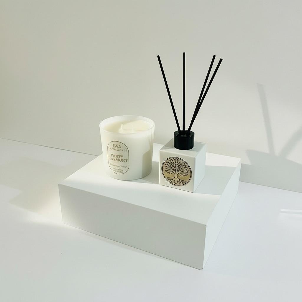 Earth Harmony Reed Diffuser & Glass Candle Set | Energy Fragrance Collection