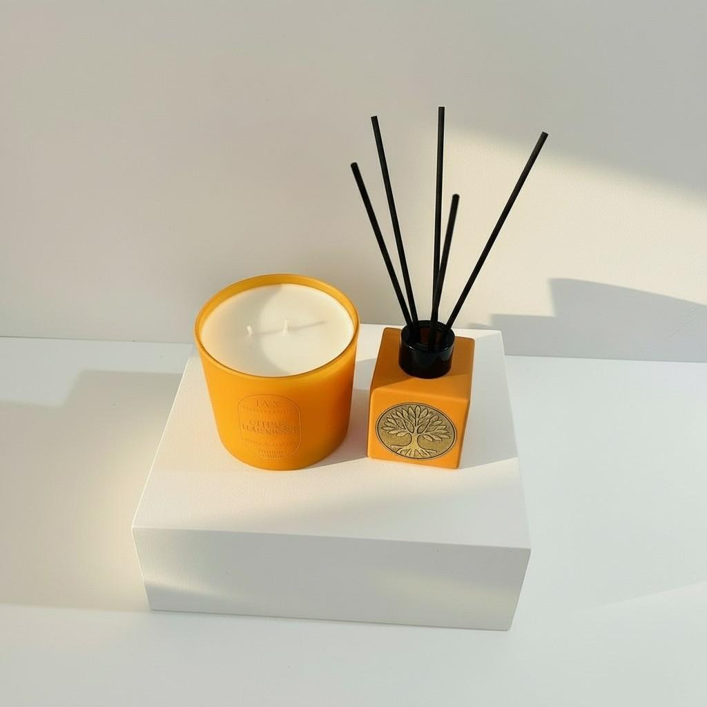 Citrus Harmony Reed Diffuser & Glass Candle Set | Energy Fragrance Collection