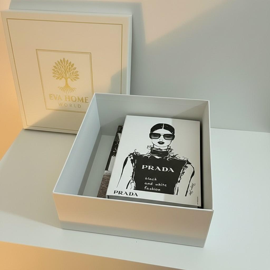 Luxury Decorative Book Box Set — Prada & Vogue — Fashion Coffee Table Decor