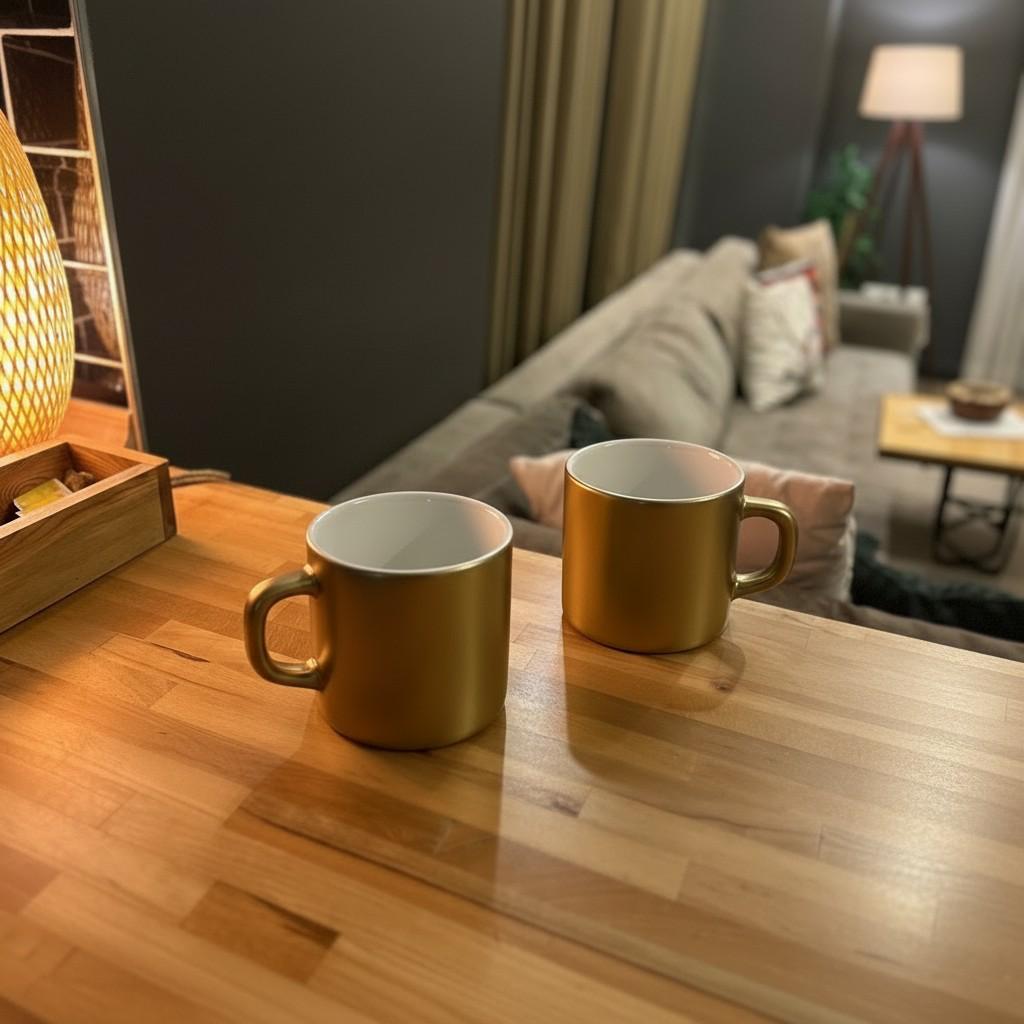 Golden Coffee Ritual Set (2 Pieces) – Warm Minimal Living