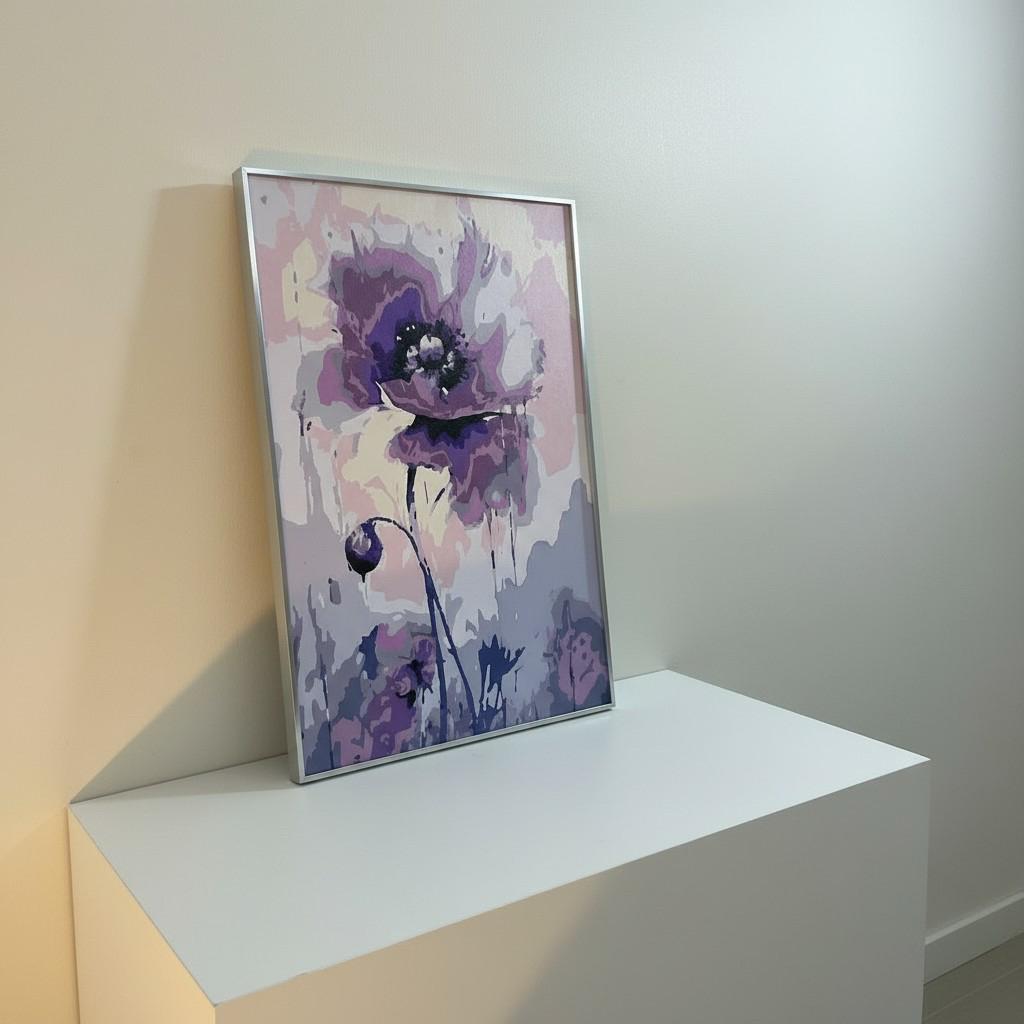 Lavender Bloom Framed Wall Art – Soft Purple Floral Painting | Calm Feminine Decor | Minimal Luxury Home Aesthetic | 40x50 cm