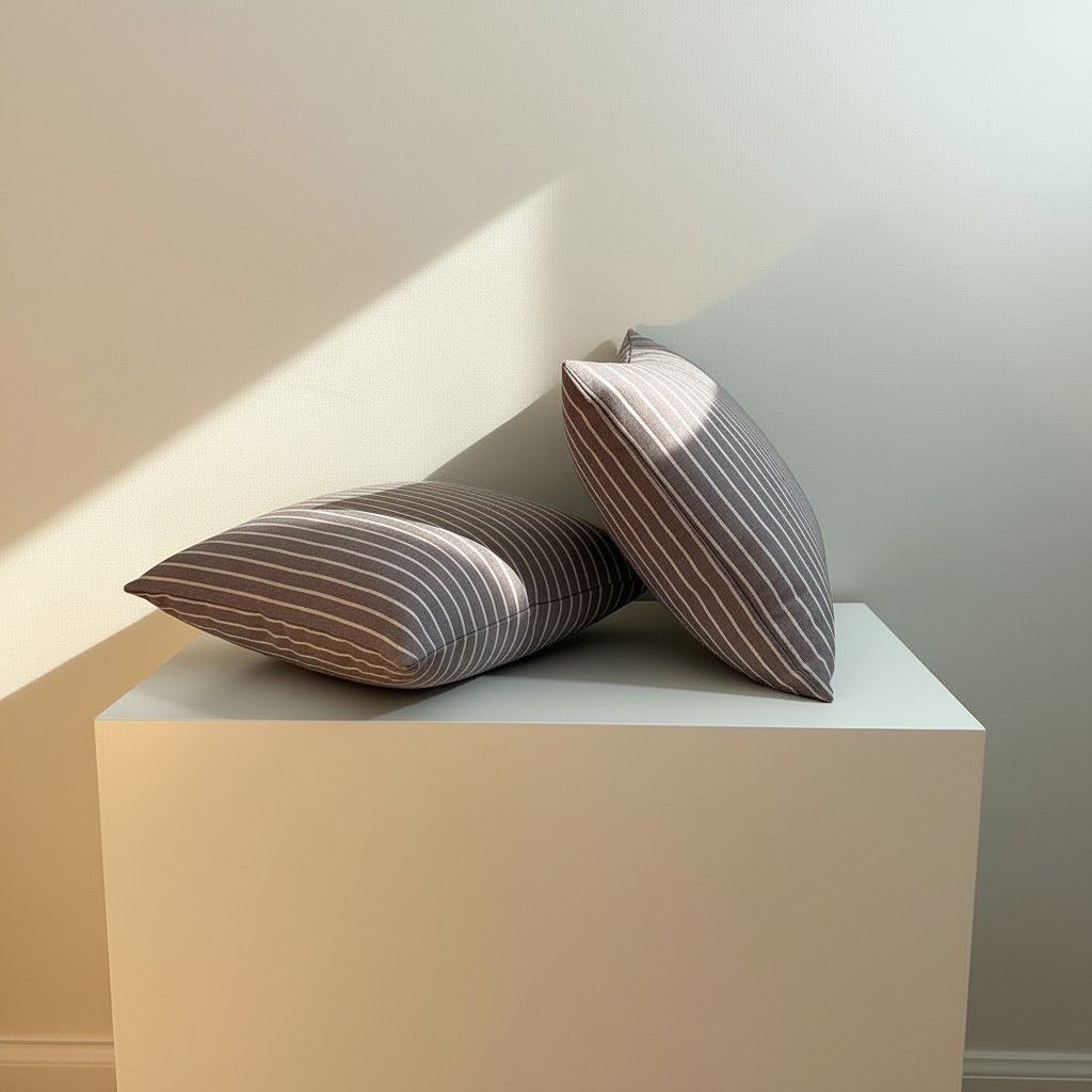 Set of 2 Dusty Lilac Striped Cushion Covers – Elegant Decorative Pillow Covers – Soft Modern Home Decor