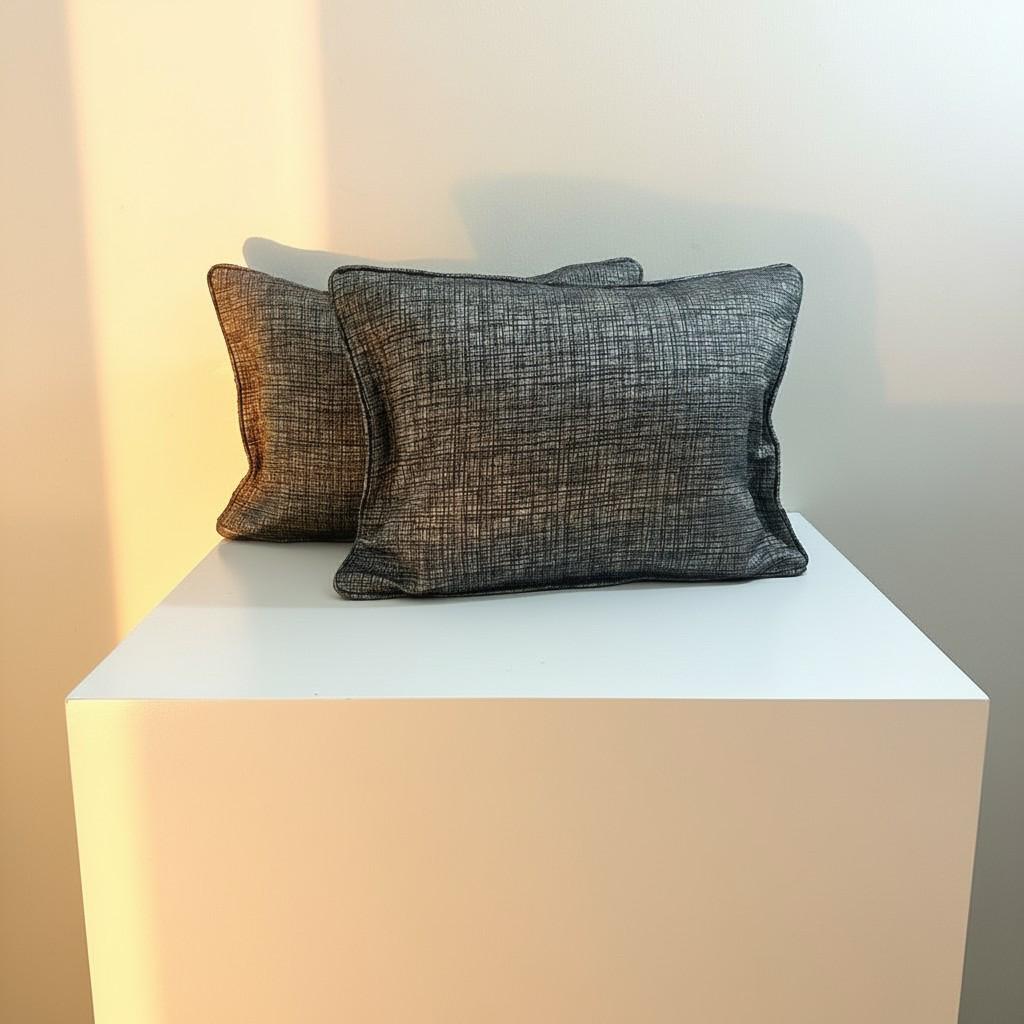 Set of 2 Textured Grey Cushion Covers – Modern Minimal Decorative Pillow Covers – Luxury Neutral Sofa Cushions