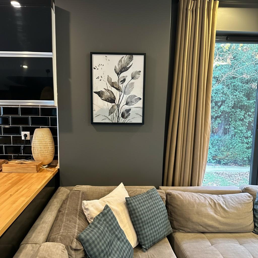 Earth Leaves Framed Wall Art – Neutral Botanical Painting | Minimal Luxury Nature Decor | Calm Modern Interior | 50x65 cm