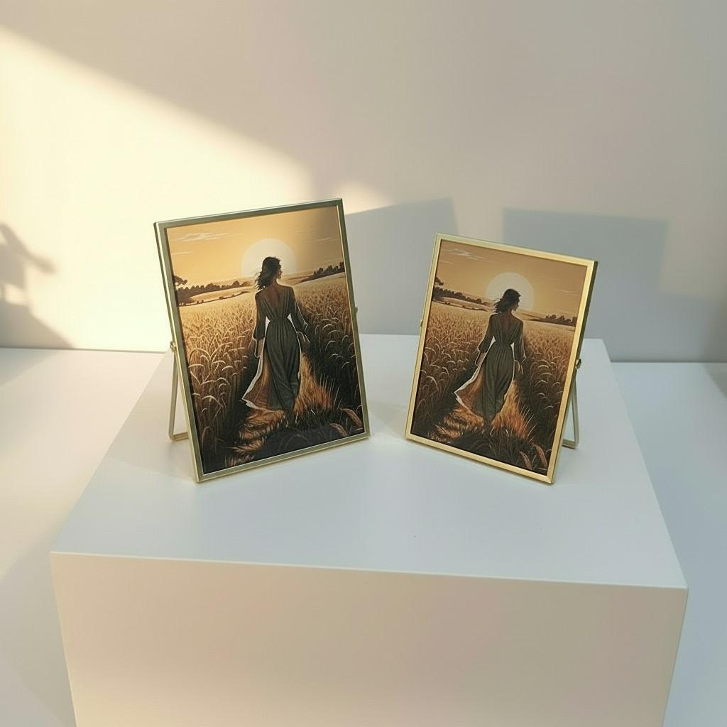 EVA HOME Energy Frame Set — Mixed 10x15 & 13x18 Gold Frame Duo — Luxury Ritual Wall Decor with Energy Card