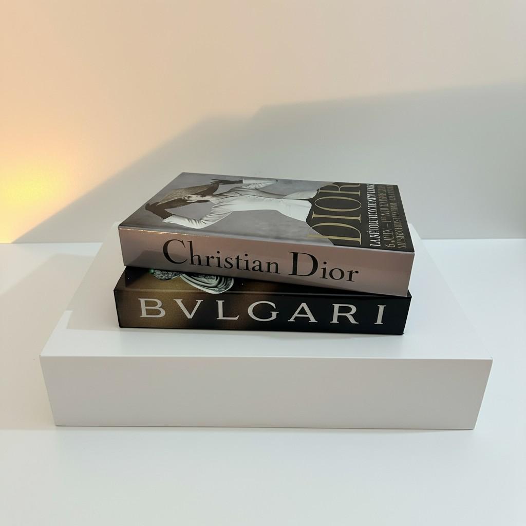 Luxury Decorative Book Box Set (2 Pieces) — Dior & Bulgari Inspired Coffee Table Decor