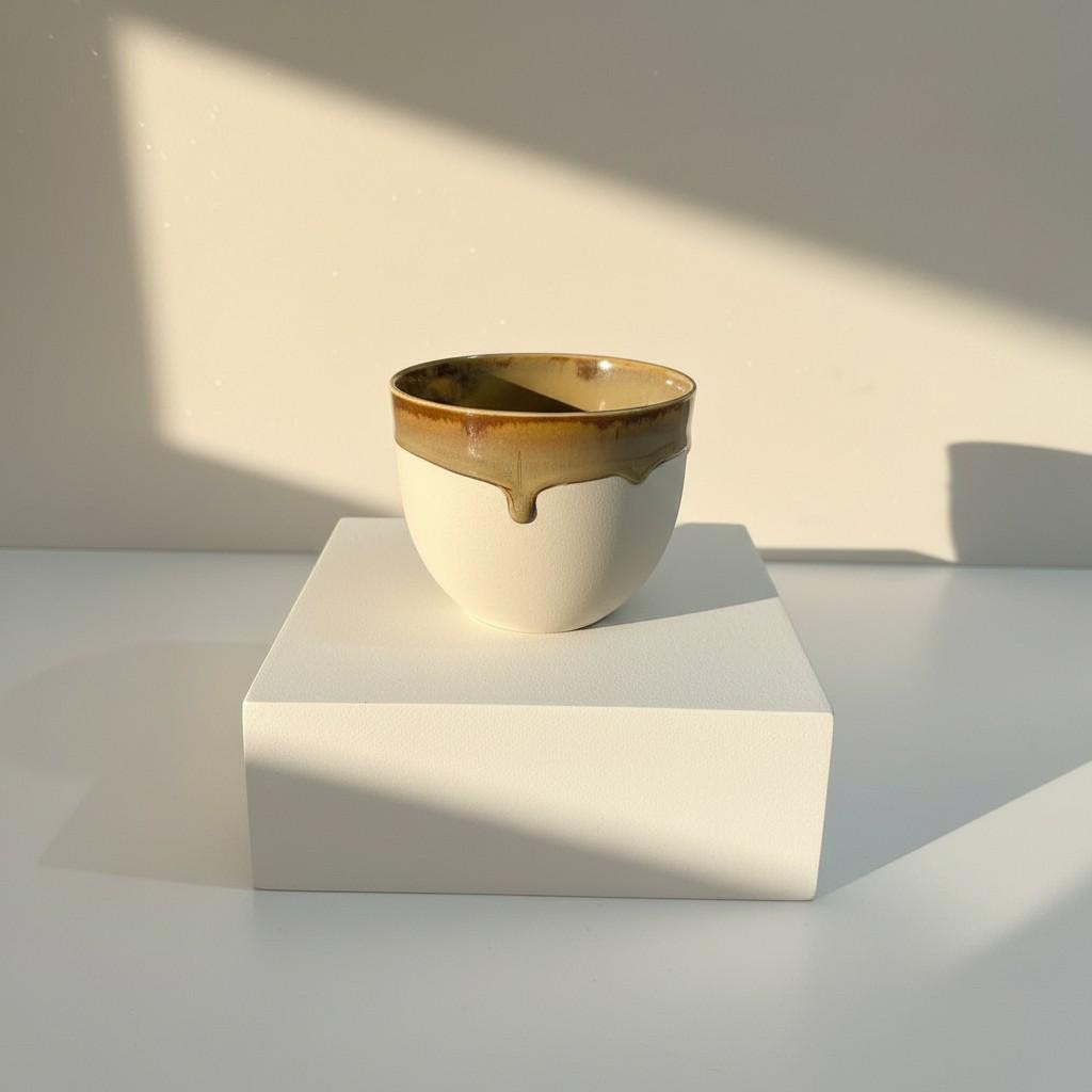 Golden Drip Ceramic Cup – Handmade Style Ritual Object | EVA HOME WORLD