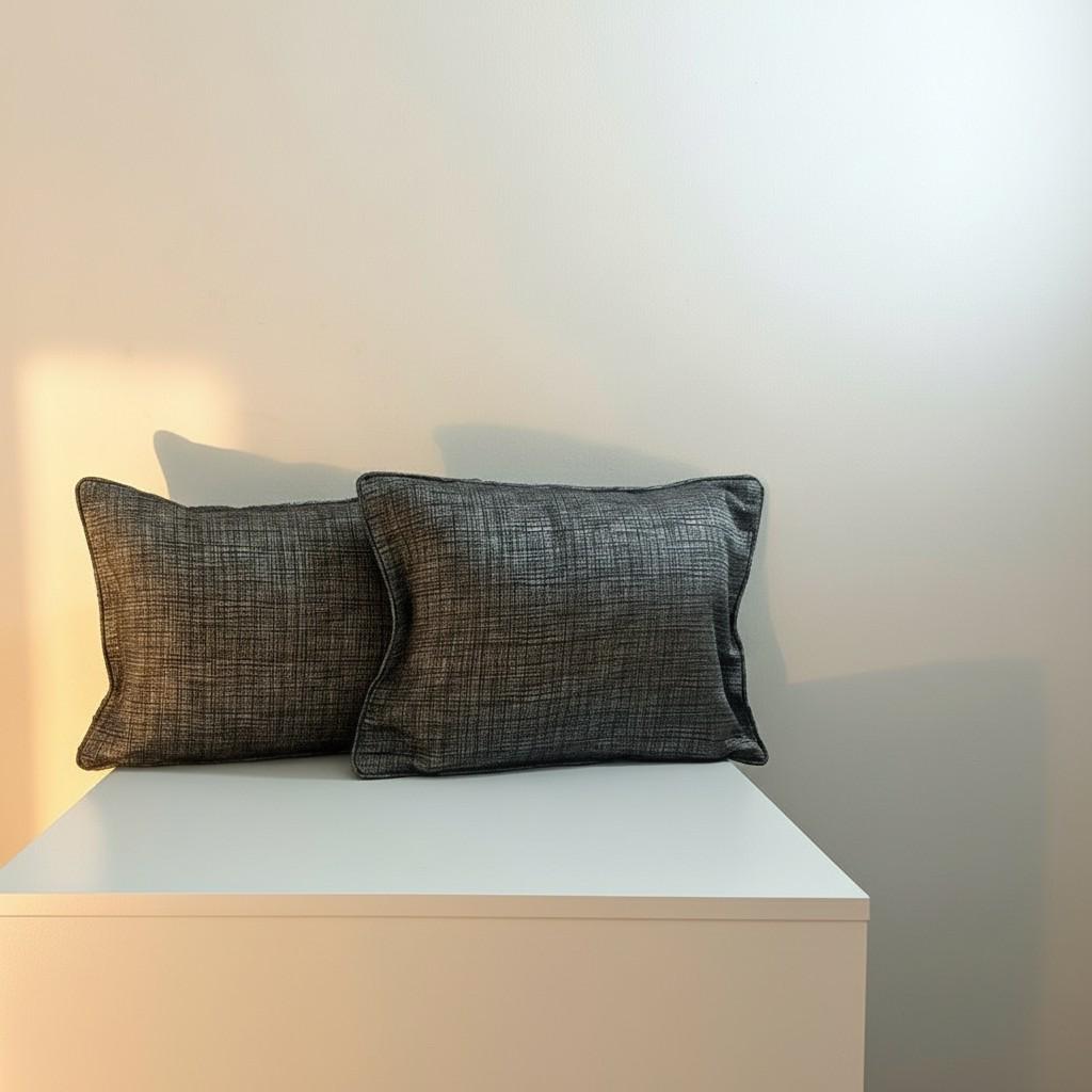 Set of 2 Textured Grey Cushion Covers – Modern Minimal Decorative Pillow Covers – Luxury Neutral Sofa Cushions