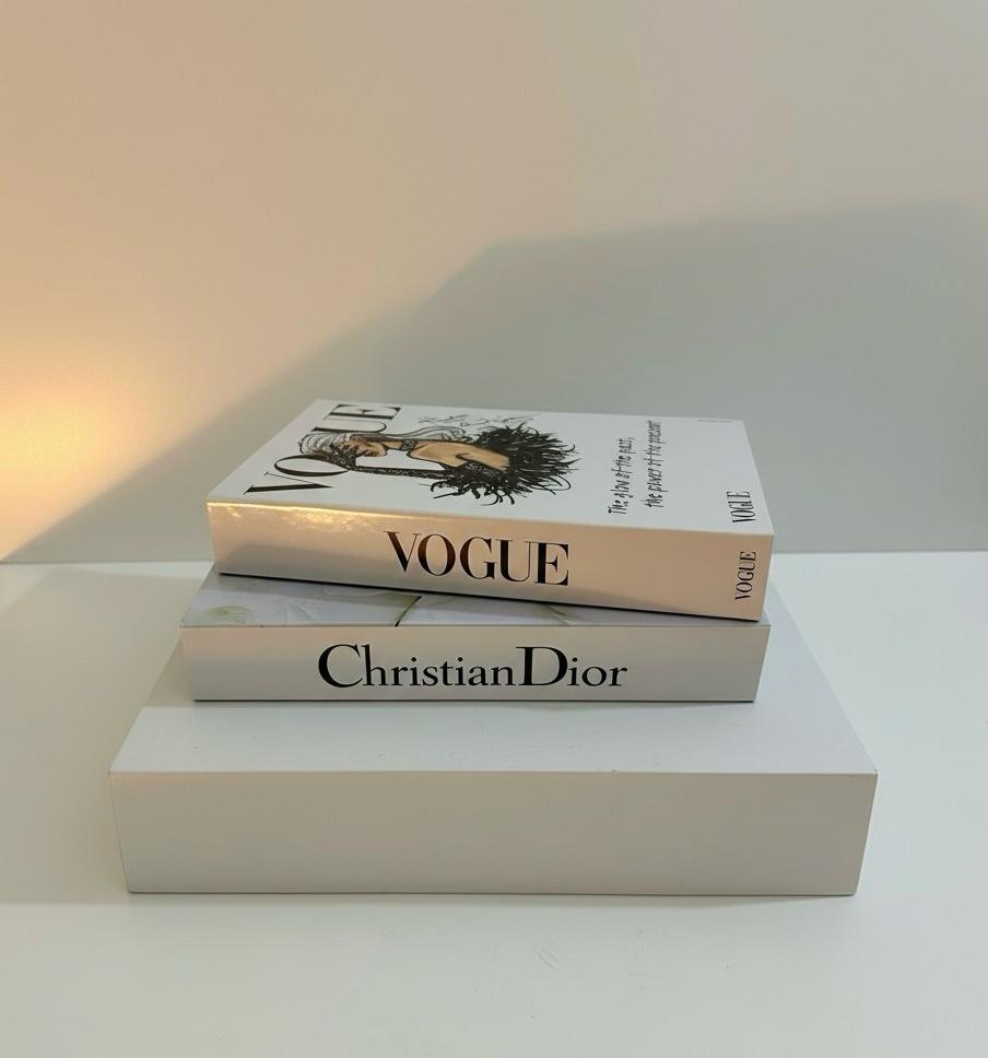 Luxury Decorative Book Box Set — Vogue & Christian Dior — Elegant Coffee Table Decor