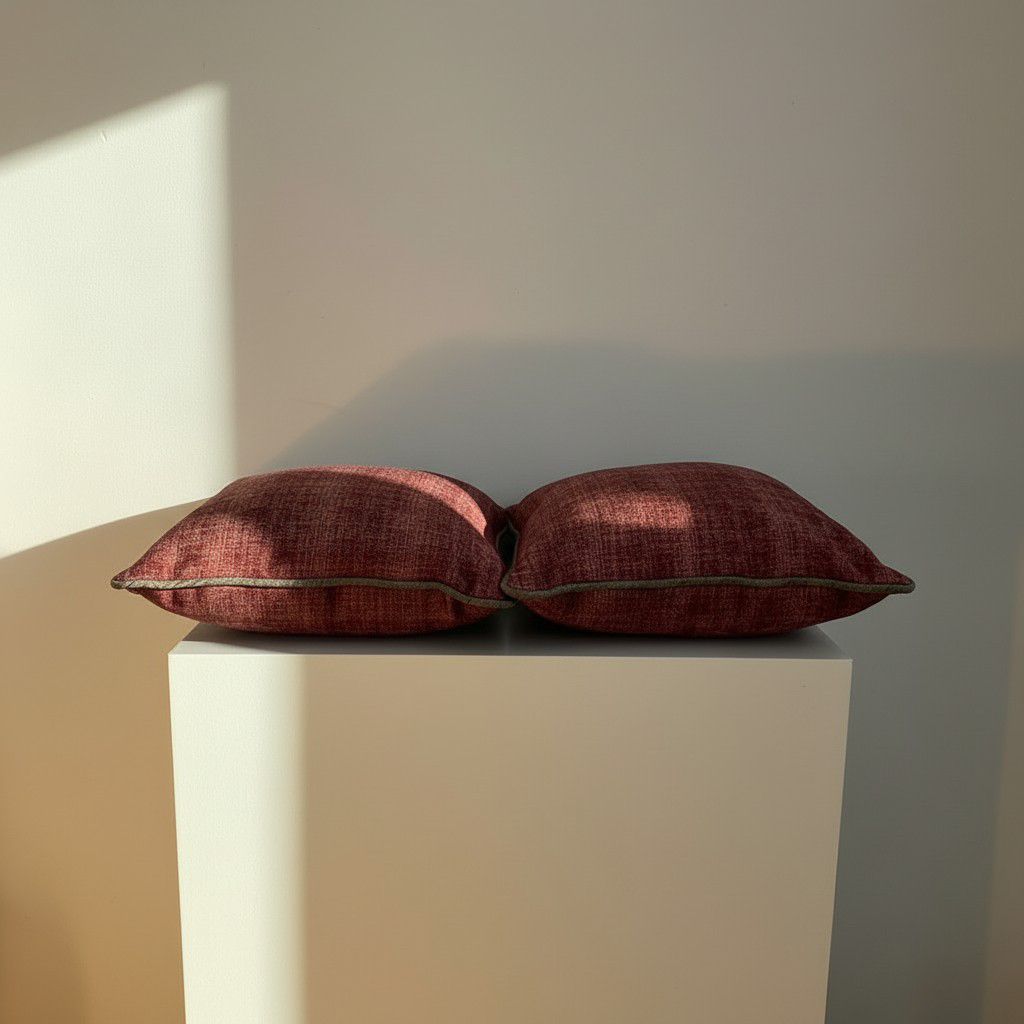 Set of 2 Rust Brown Cushion Covers – Textured Decorative Pillow Covers – Luxury Sofa Pillow Covers 40×40