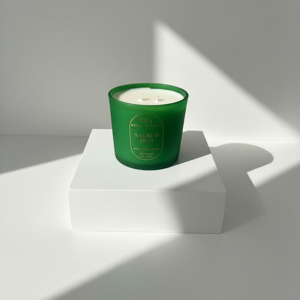 Sacred Oud – Cleansing & Depth Energy Candle (Glass Luxury Soy Wax)