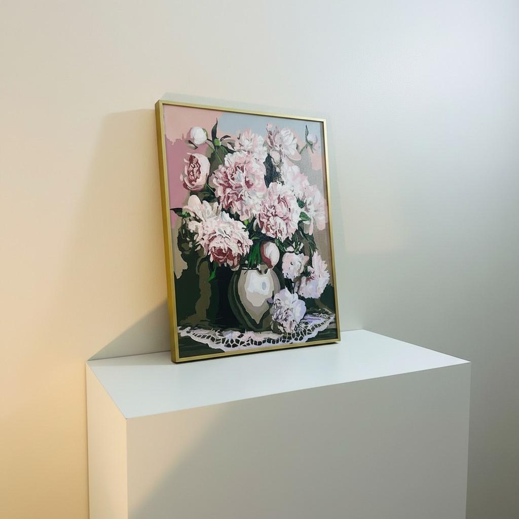 Blush Peony Framed Wall Art – Romantic Floral Painting | Soft Pink Luxury Decor | Calm Feminine Interior