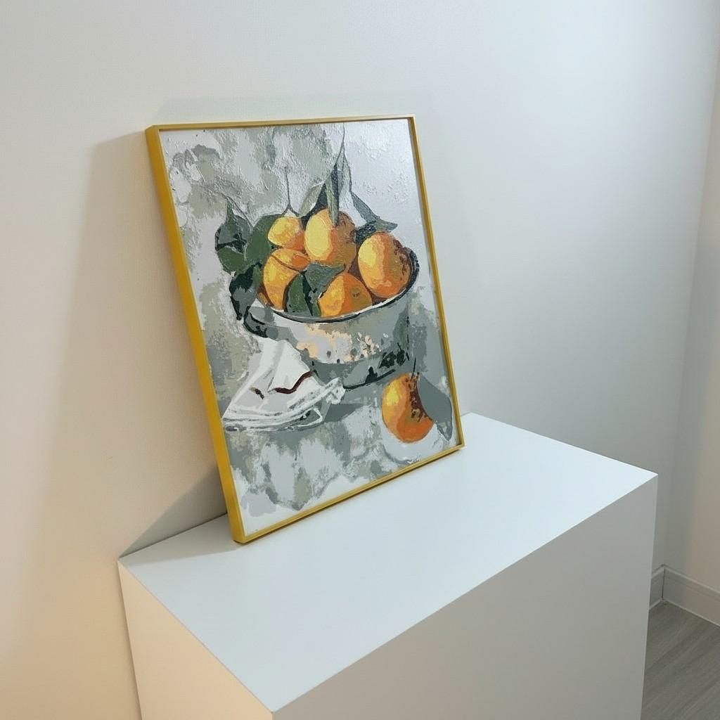 Citrus Still Life Framed Wall Art – Orange Bowl Painting | Warm Kitchen Decor | Minimal Luxury Home Aesthetic | 40x50 cm