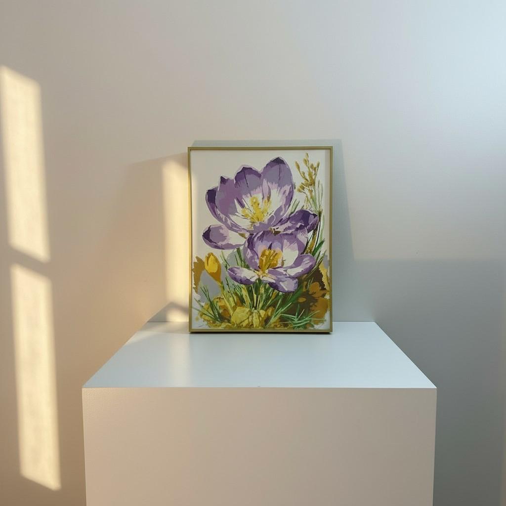 Luminous Bloom Framed Wall Art – Soft Purple Floral Painting | Calm Luxury Decor | Elegant Light Interior | 40x50 cm