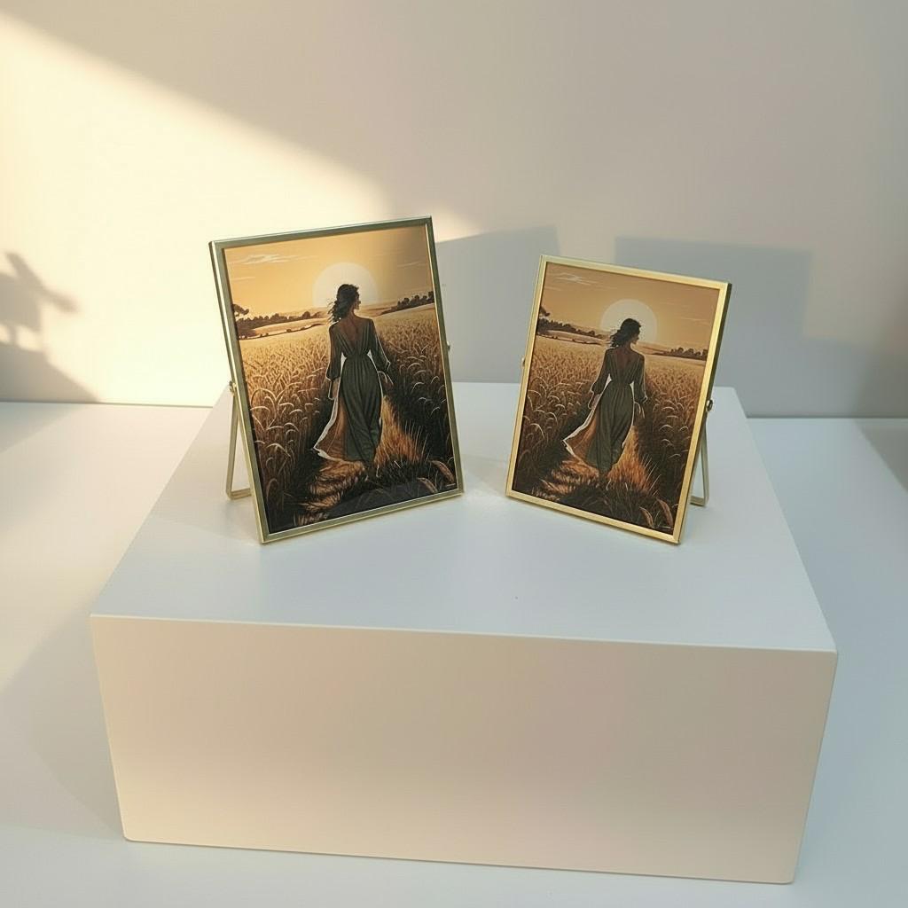 EVA HOME Energy Frame Set — Mixed 10x15 & 13x18 Gold Frame Duo — Luxury Ritual Wall Decor with Energy Card
