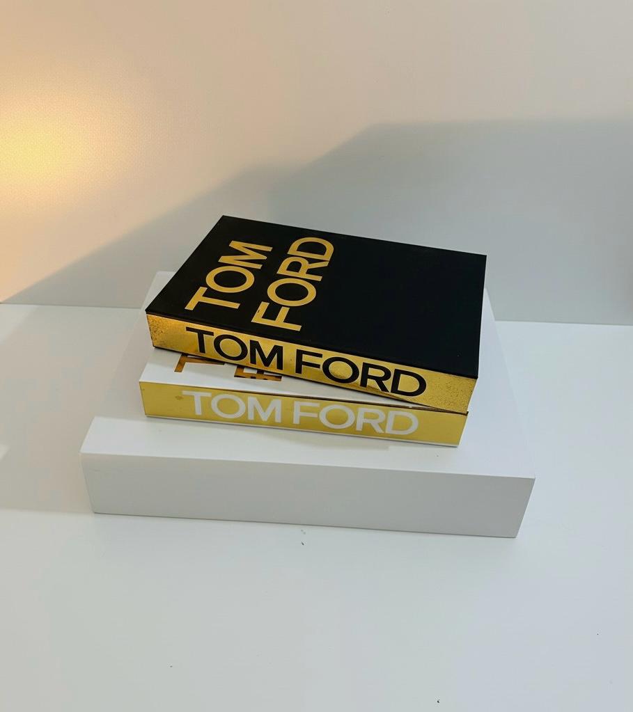 Luxury Tom Ford Decorative Book Box Set (2 Pieces) — Black & Gold Coffee Table Decor