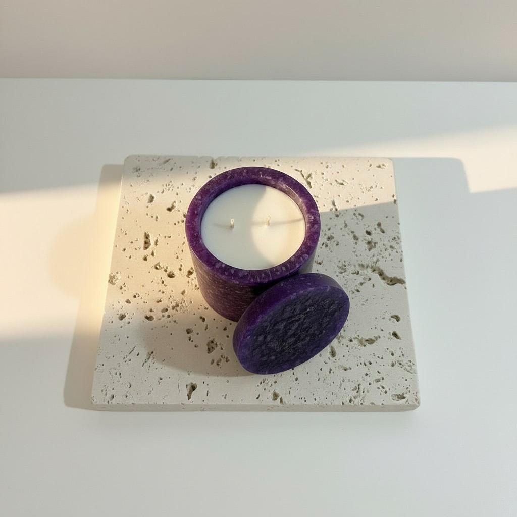 Lavender Peace – Amethyst Energy Ritual Candle | Luxury Crystal Soy Candle