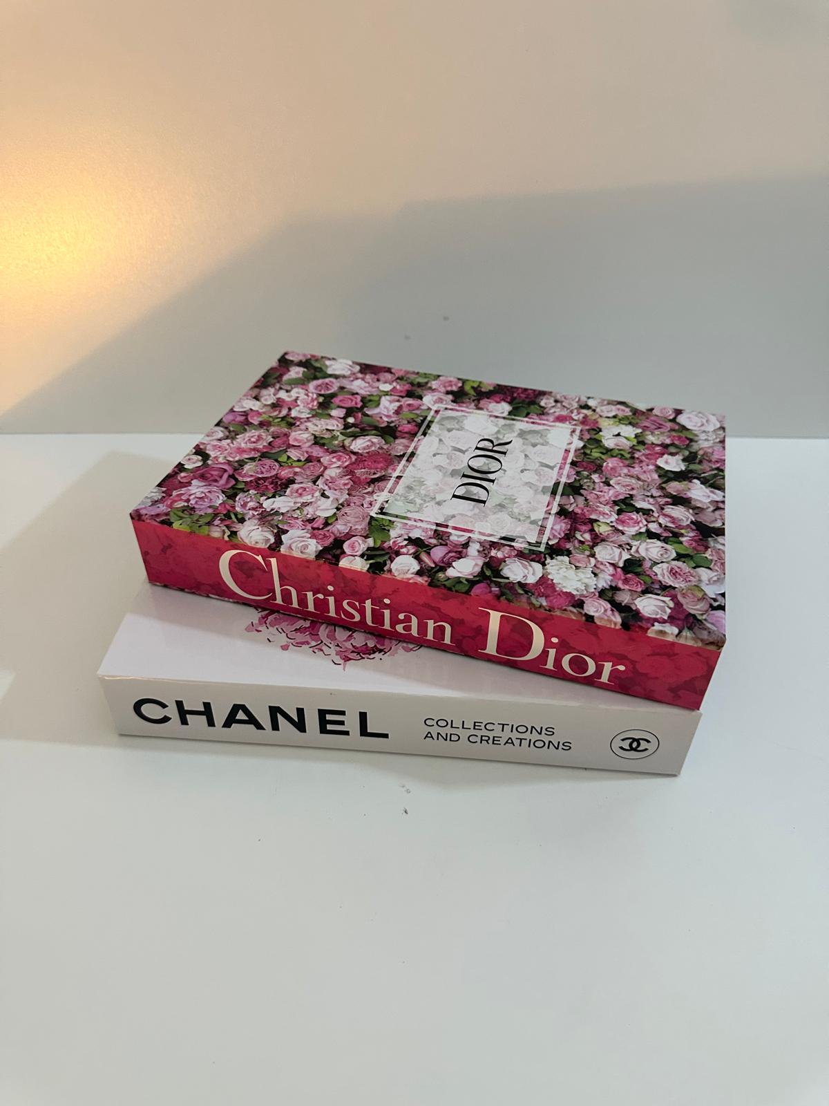 Luxury Decorative Book Box Set (2 Pieces) — Chanel & Dior Pink Floral Coffee Table Decor